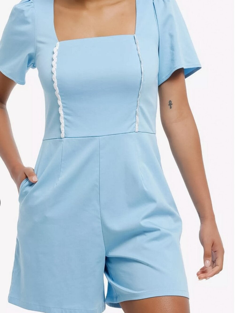 Disney Her Universe Pixar Toy Story Bo Peep Romper Medium Blue w/ Pockets